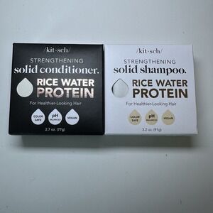 Kitsch Strengthening Solid Shampoo & Conditioner Bars Rice Water Protein Lot NIB